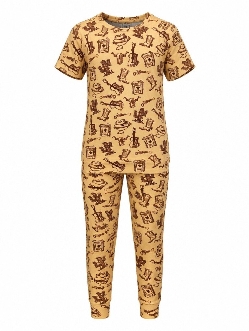 Minikin Mischief Boys Girls Western Cowboy Pajama Set 4T Bamboo Spandex